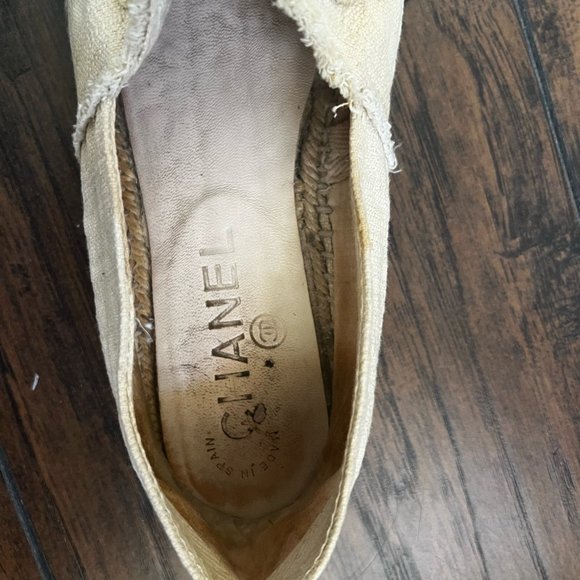 Chanel Beige Canvas Logo Espadrilles Flats Size EU 38 - Picture 5 of 9